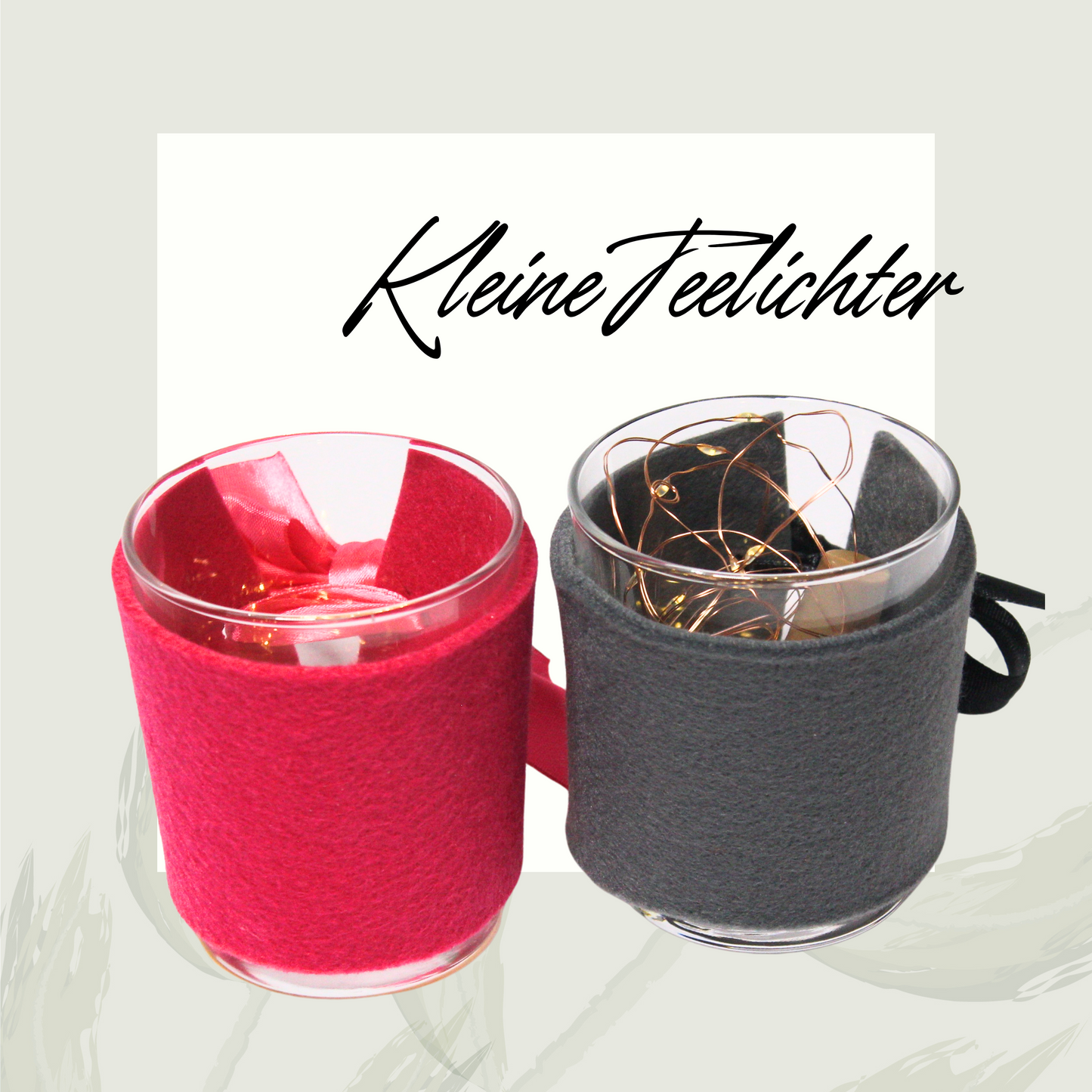 Teelicht mit Filzband - Pink & Grau