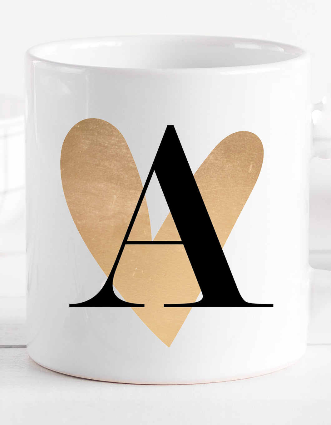 Tasse personalisiert mit Buchstaben von A-Z, Buchstabentasse mit Letter, Geschenk/Geschenkidee Kollegen/Freundin, Büro-tasse lustig mit Herz