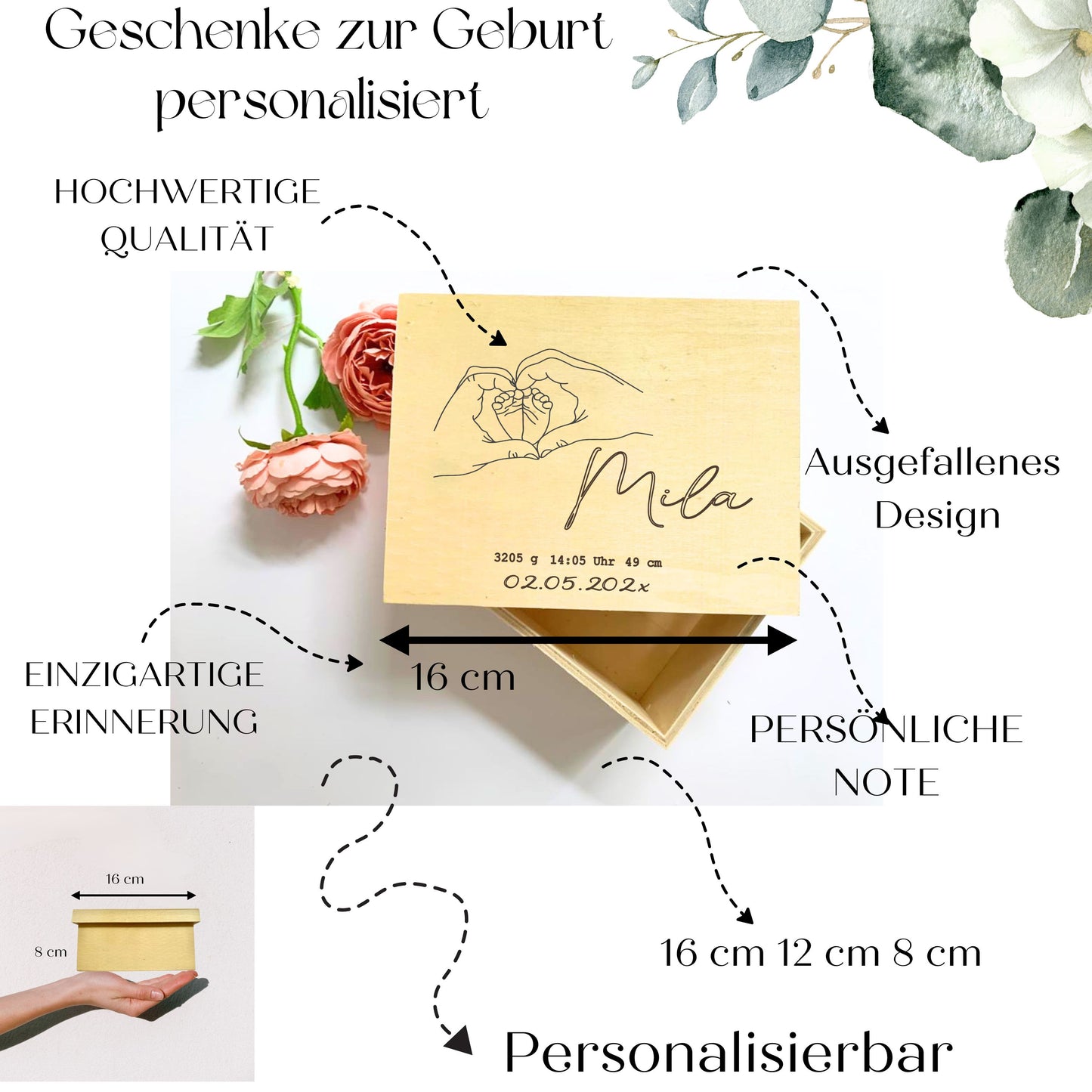 Erinnerungsbox Baby - Geschenke zur Geburt Jungen Maedchen
