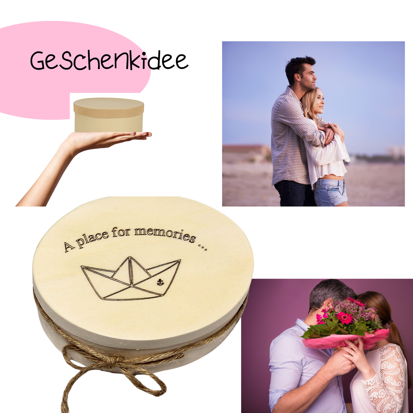 Geschenkbox - Erinnerungsbox - Ovale Spanschachtel mit Gravur