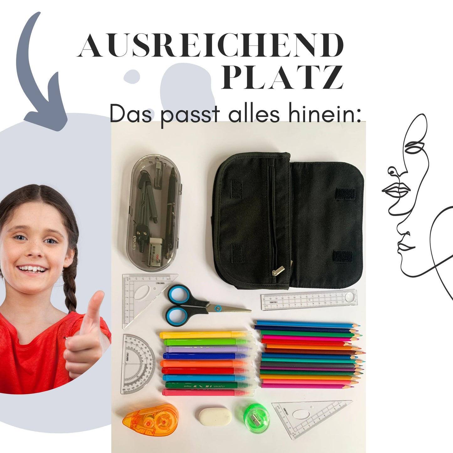 Federmäppchen Mädchen 5. Klasse personalisiert