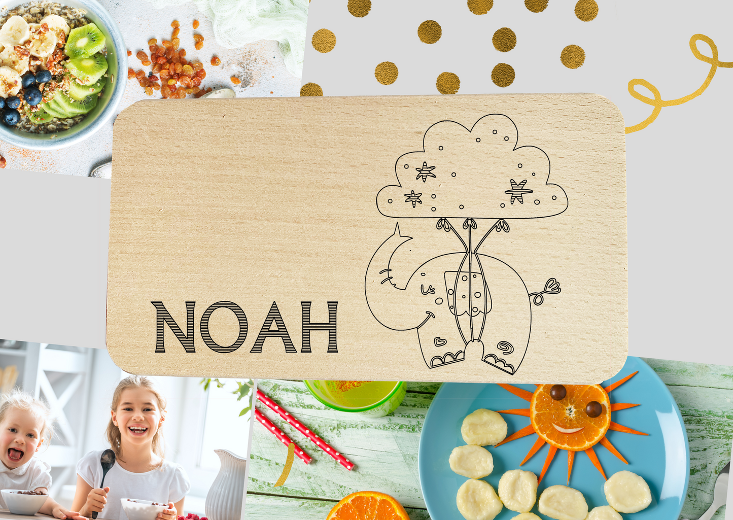 Frühstücksbrettchen für Kinder - Geschenk 1. Geburtstag Jungen & Mädchen