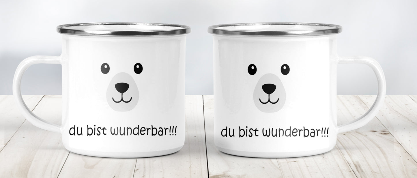 Geschenke für Freundin, Schwester - Emaille Tasse mit Spruch