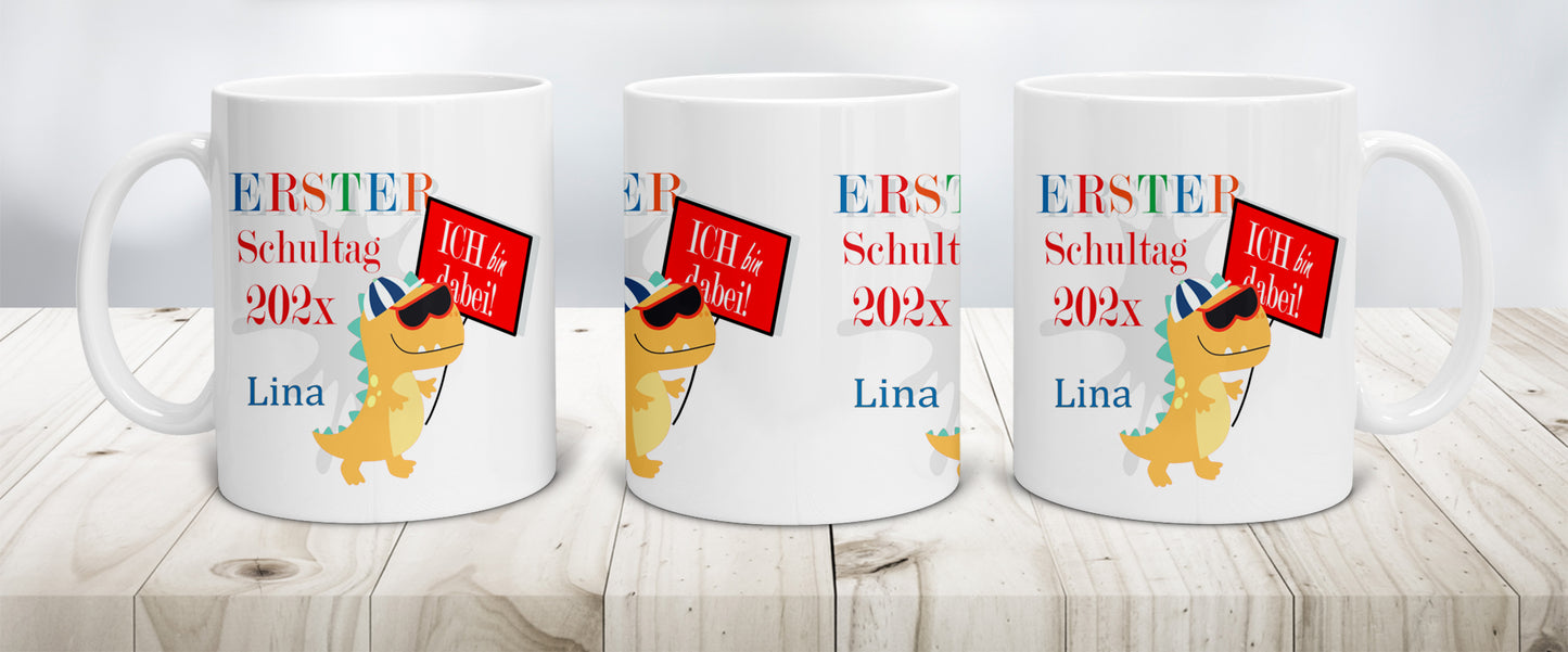 Geschenk zur Einschulung Jungen von Oma und Opa - Tasse mit Namen