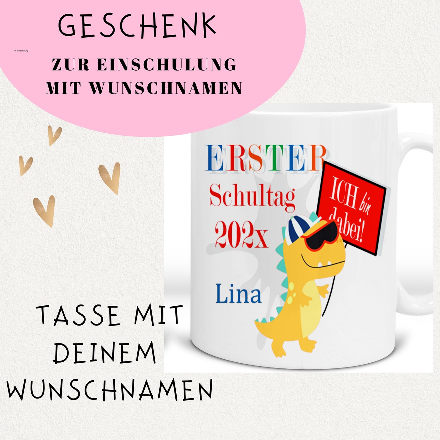 Geschenk zur Einschulung Jungen von Oma und Opa - Tasse mit Namen