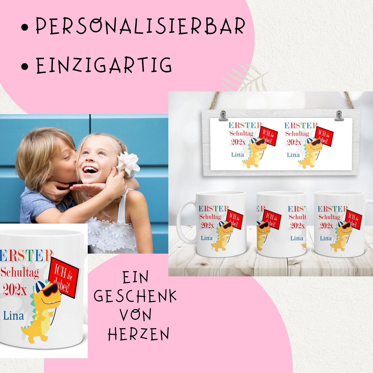 Geschenk zur Einschulung Jungen von Oma und Opa - Tasse mit Namen