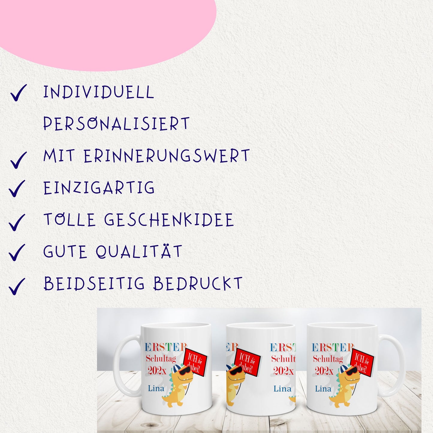 Geschenk zur Einschulung Jungen von Oma und Opa - Tasse mit Namen