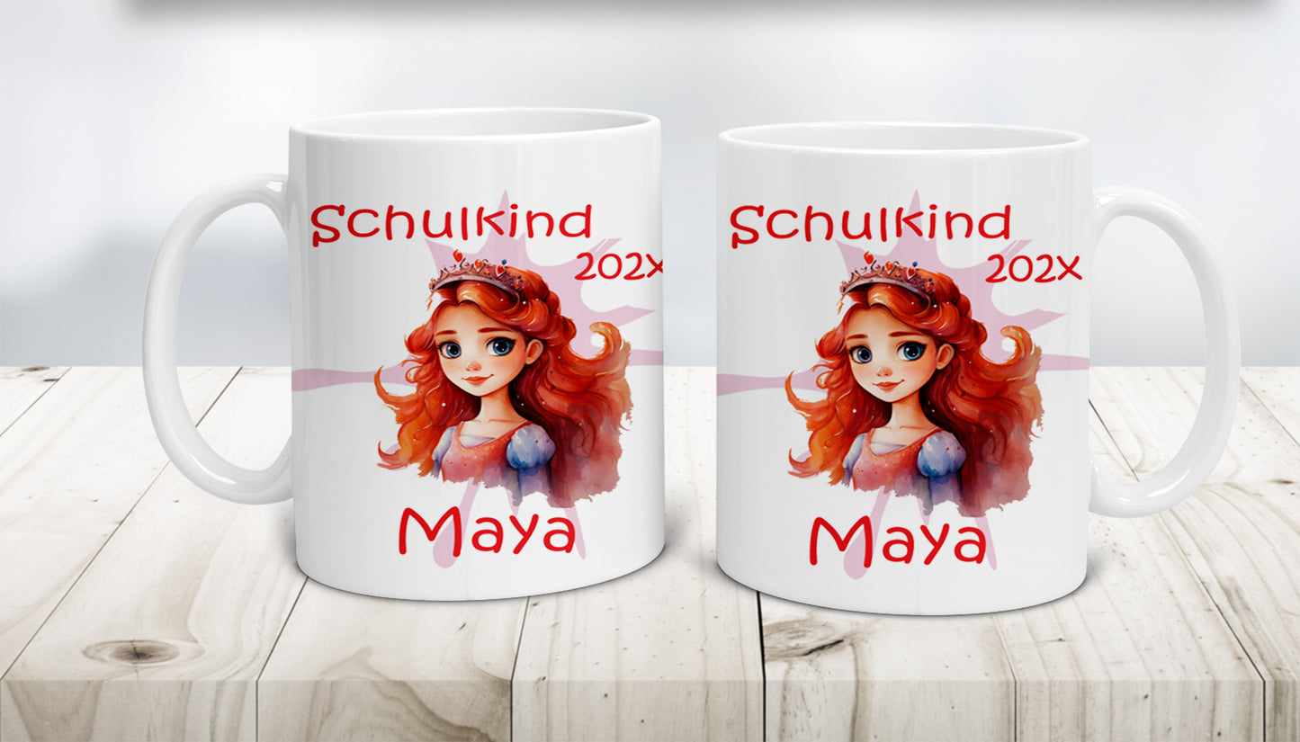 Geschenk Einschulung 2025 - Tasse personalisiert für Mädchen