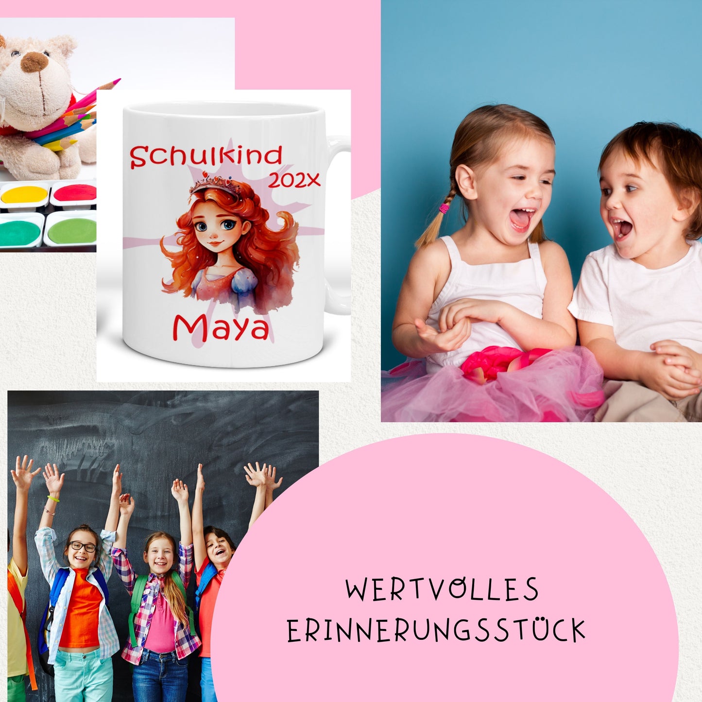 Geschenk Einschulung 2025 - Tasse personalisiert für Mädchen