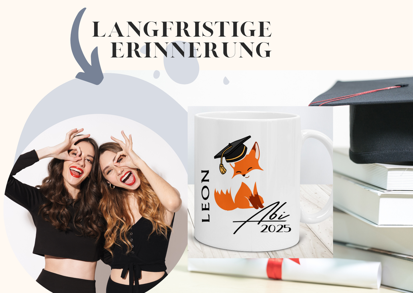 Abi Geschenk 2025 - Tasse mit Namen personalisiert
