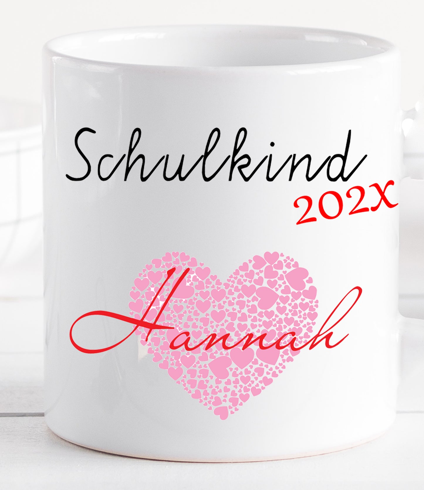 Schulkind 2025 - Geschenk Tasse Einschulung personalisiert für Mädchen - Namenstasse mit Wunschnamen