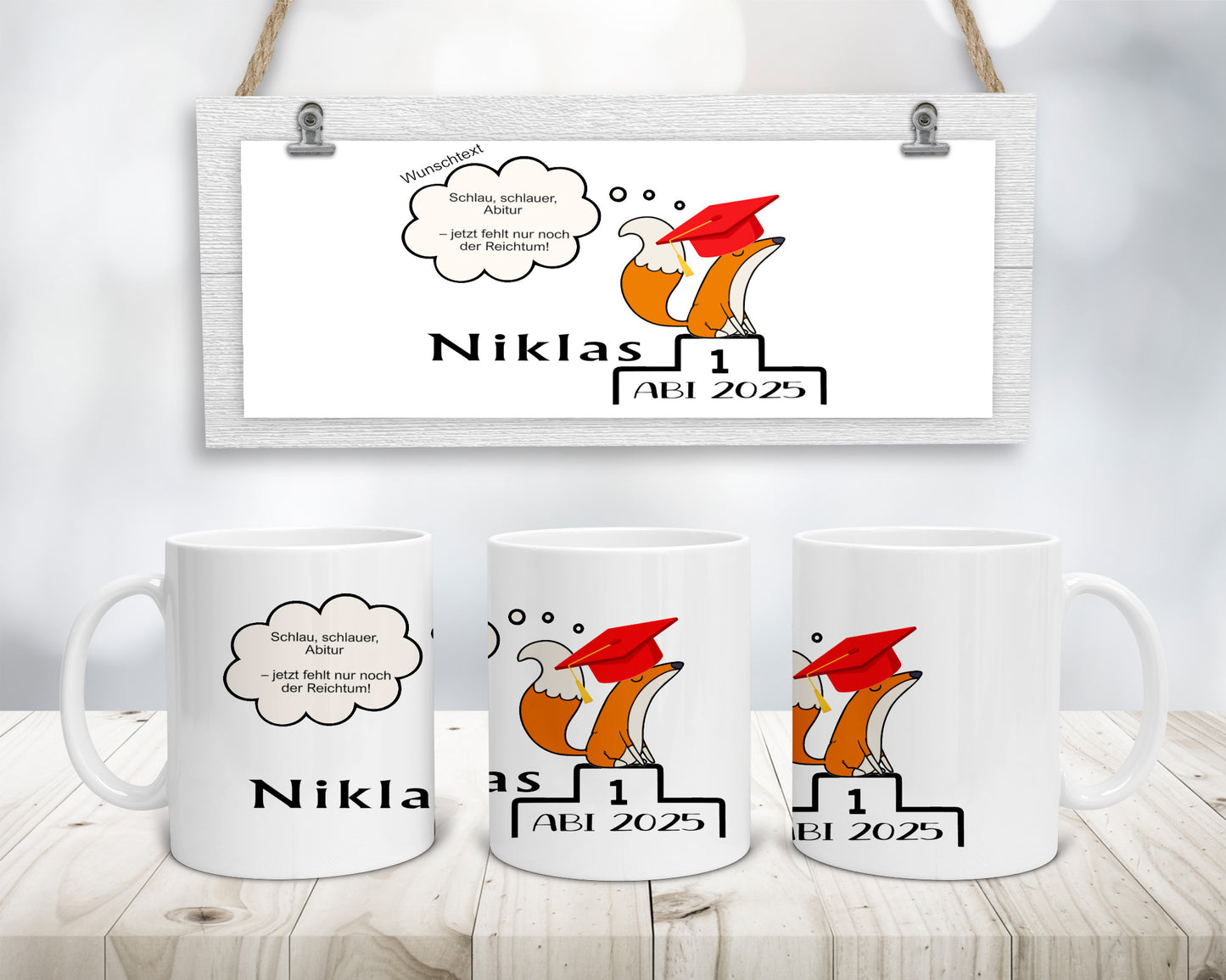 Geschenke zum Abitur - Tasse mit Namen & Wunschtext personalisiert