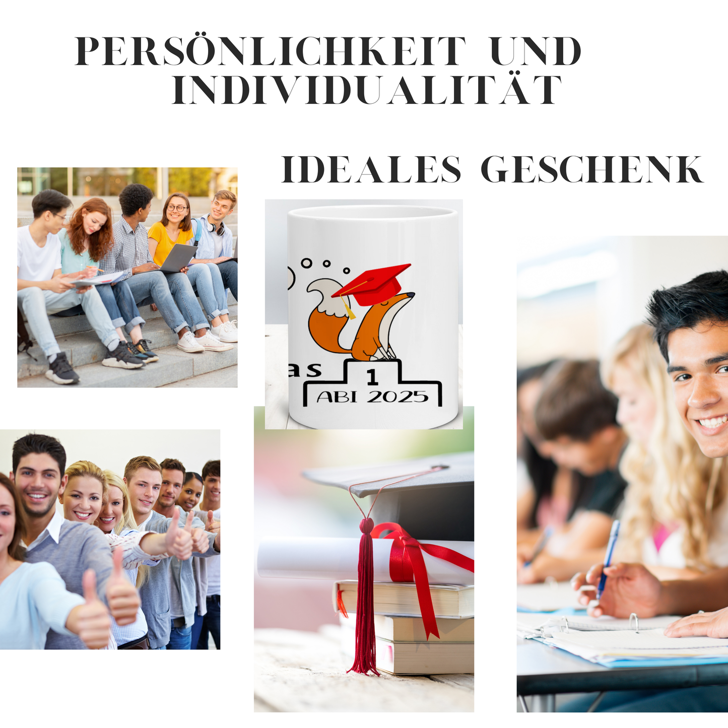 Geschenke zum Abitur - Tasse mit Namen & Wunschtext personalisiert