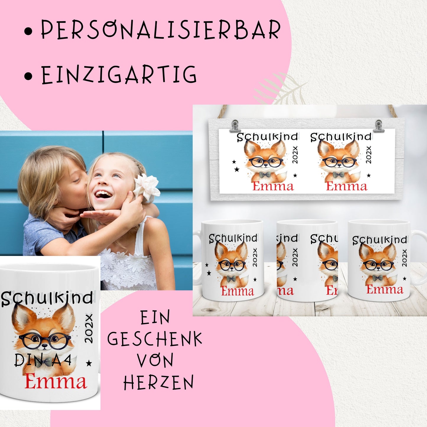 Geschenke zur Einschulung Ideen Patenkind - Tasse mit Namen