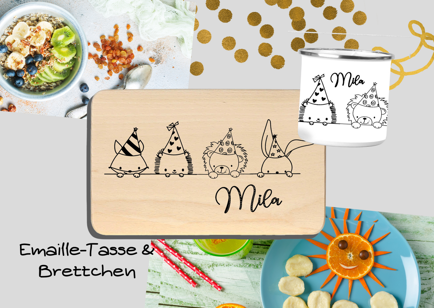 Geschenke zur Einschulung - Brettchen & Tasse