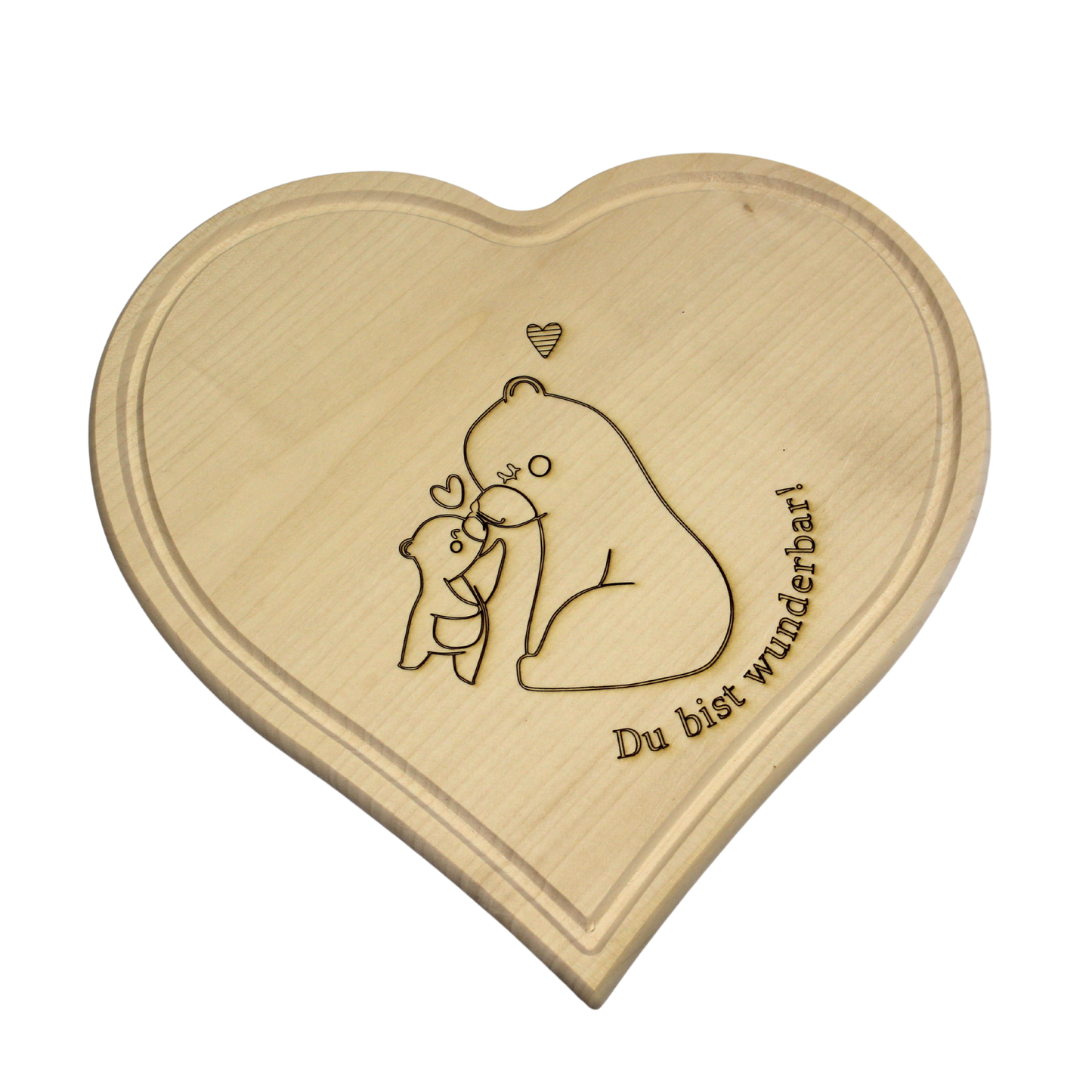 Geschenk voller Liebe - Herz Holzbrett mit Bärenmotiv