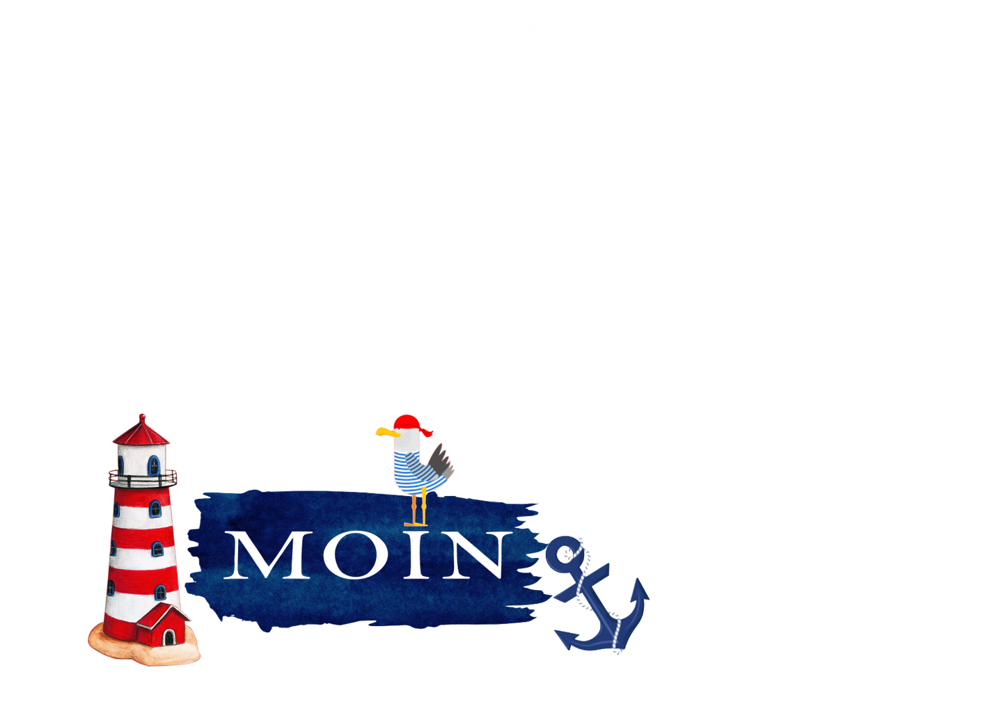 Tasse „Moin“ mit Leuchtturm und Möwe