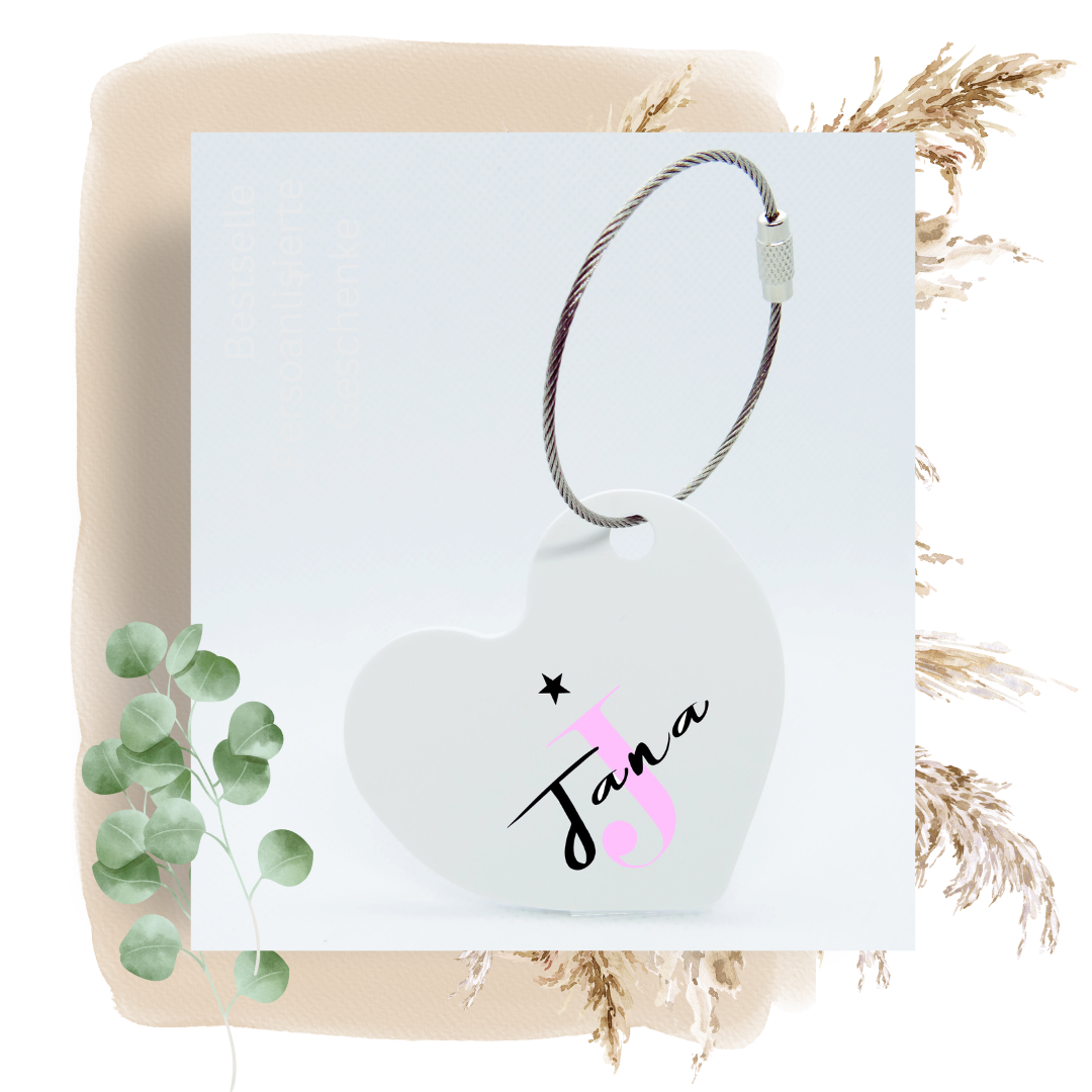 Personalisierter Schlüsselanhänger mit Name Monogramm - Kleine Geschenkidee