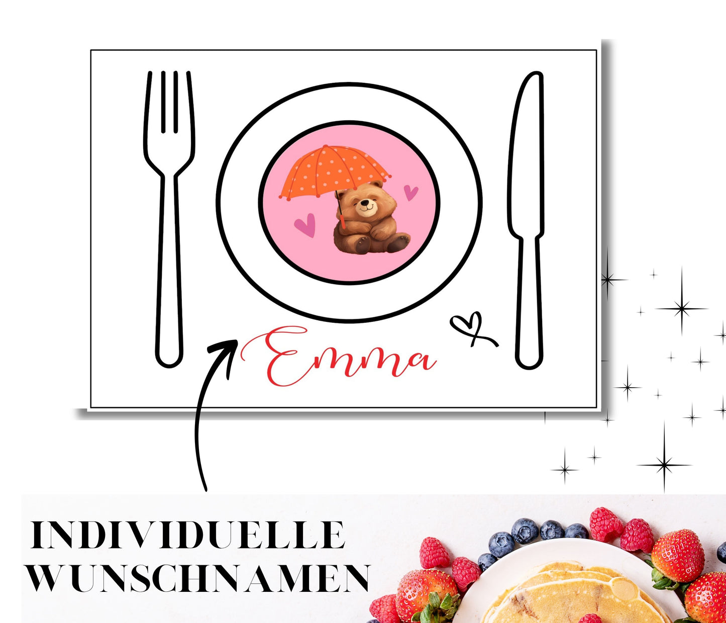 Platzset Kinder - Tischset personalisierbar mit Namen - kleine Geschenke