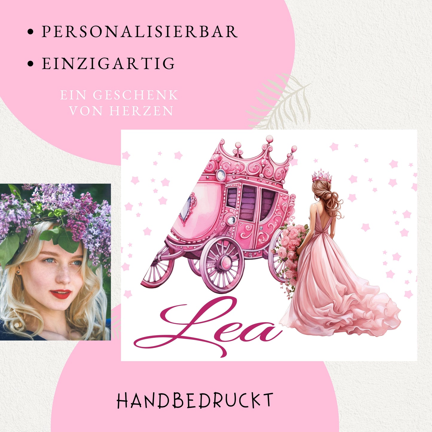 Schultüte für Mädchen personalisiert mit Namen - Prinzessin Motiv - Deine Zuckertüte als Geschenk zur Einschulung - Fertig 70 cm groß pink - NEU