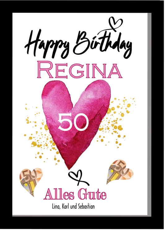 50 Geburtstag Frau Geschenk Bild - Geschenkidee Namen personalisiert