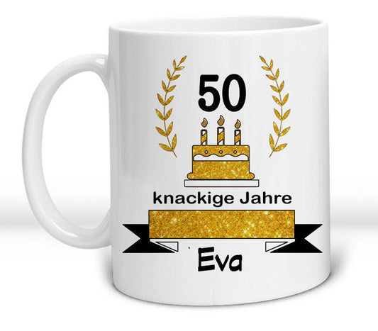 50 Geburtstag Frau Geschenk Tasse - Geburtstagsgeschenk mit Namen personalisiert