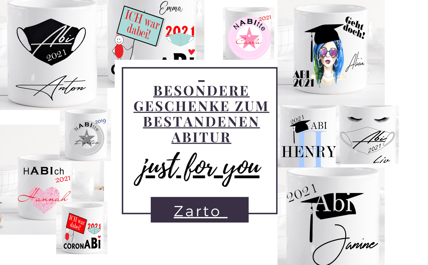 Geschenke zum Abitur - Abitur Geschenk Junge Mädchen - Geschenk Idee Abi 2024 - Tasse mit Namen personalisiert