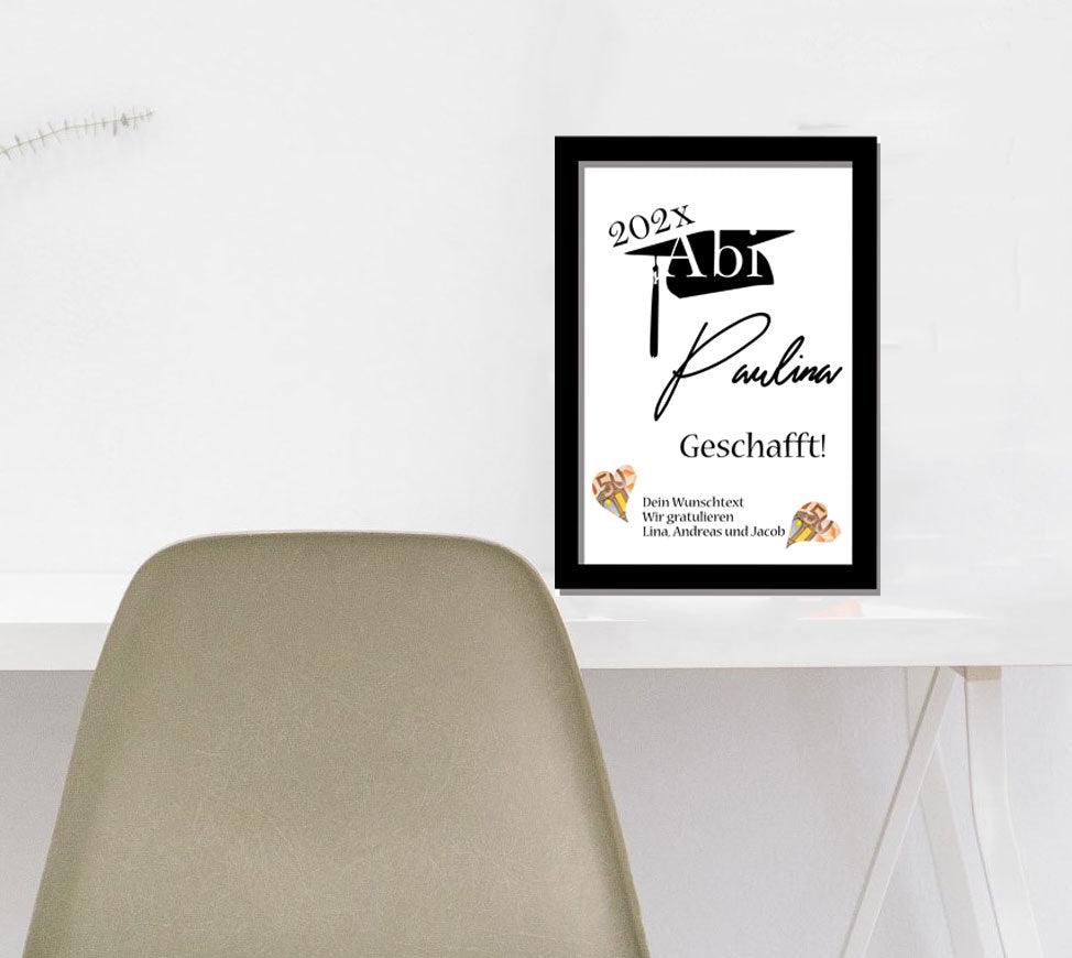 Geldgeschenk Abitur/Abi Jungen Mädchen 2024 - Bild personalisiert mit Namen und Wunschtext