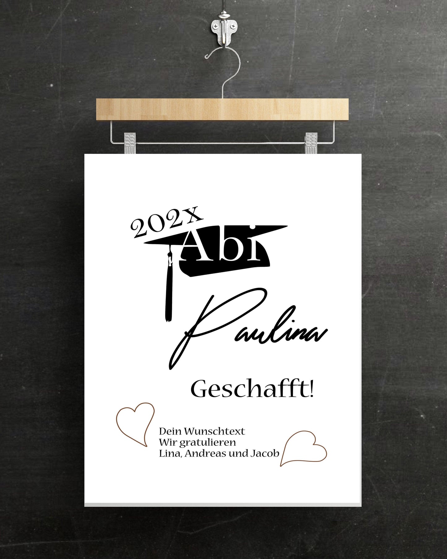 Geldgeschenk Abitur/Abi Jungen Mädchen 2024 - Bild personalisiert mit Namen und Wunschtext
