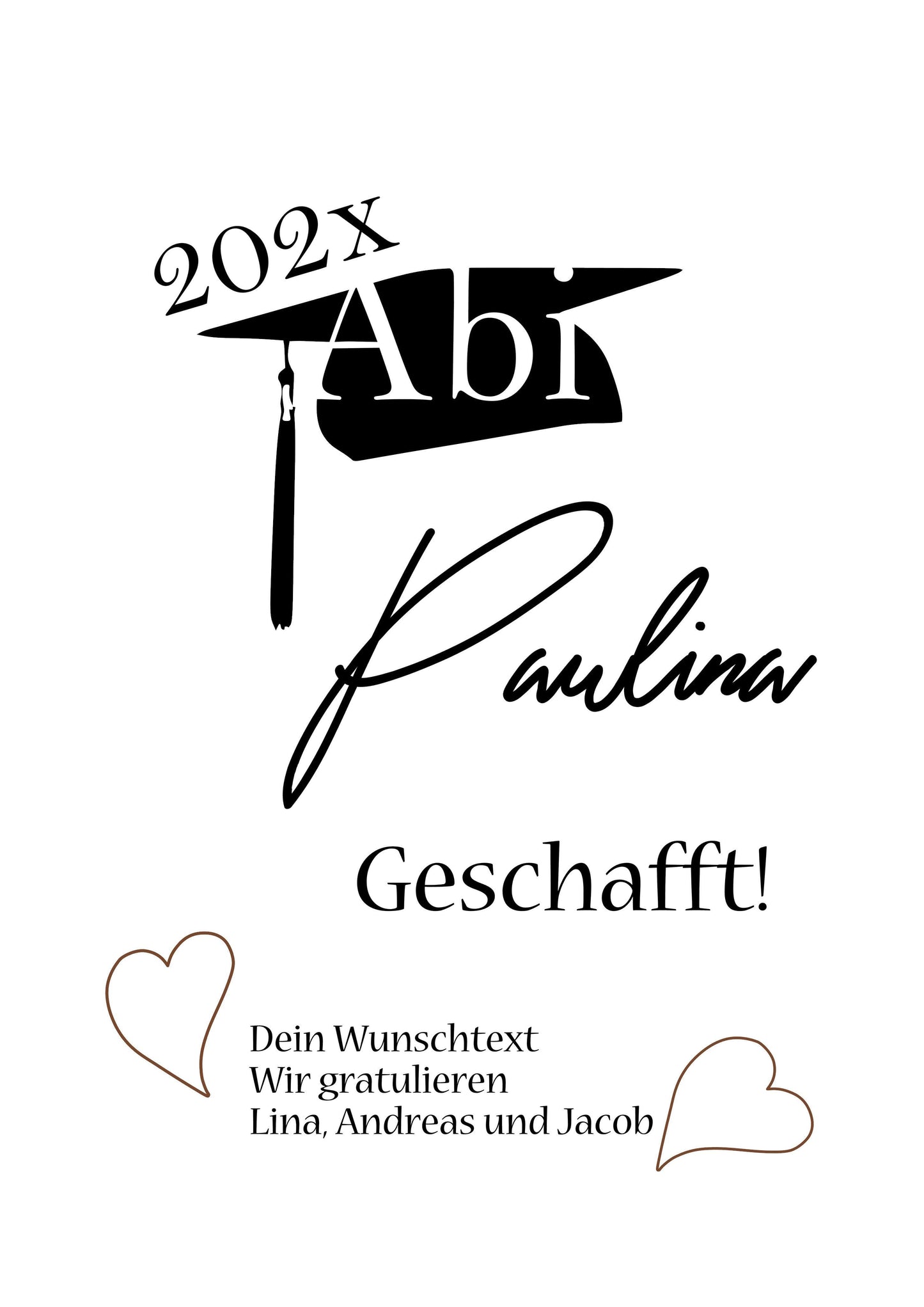 Geldgeschenk Abitur/Abi Jungen Mädchen 2024 - Bild personalisiert mit Namen und Wunschtext