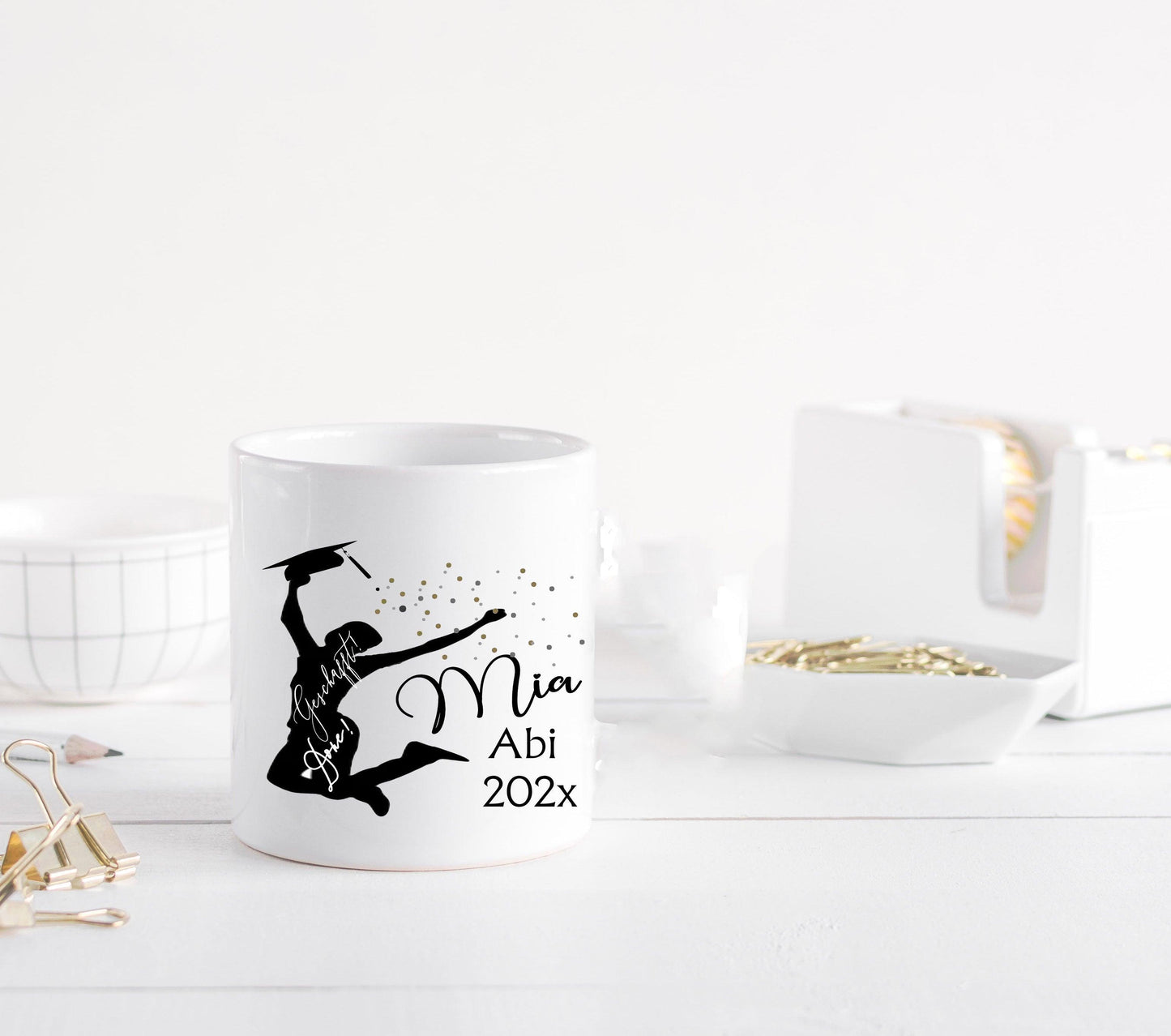 Geschenke zum Abitur -Abitur Geschenke 2024 Jungen Mädchen - Tasse mit Namen personalisiert