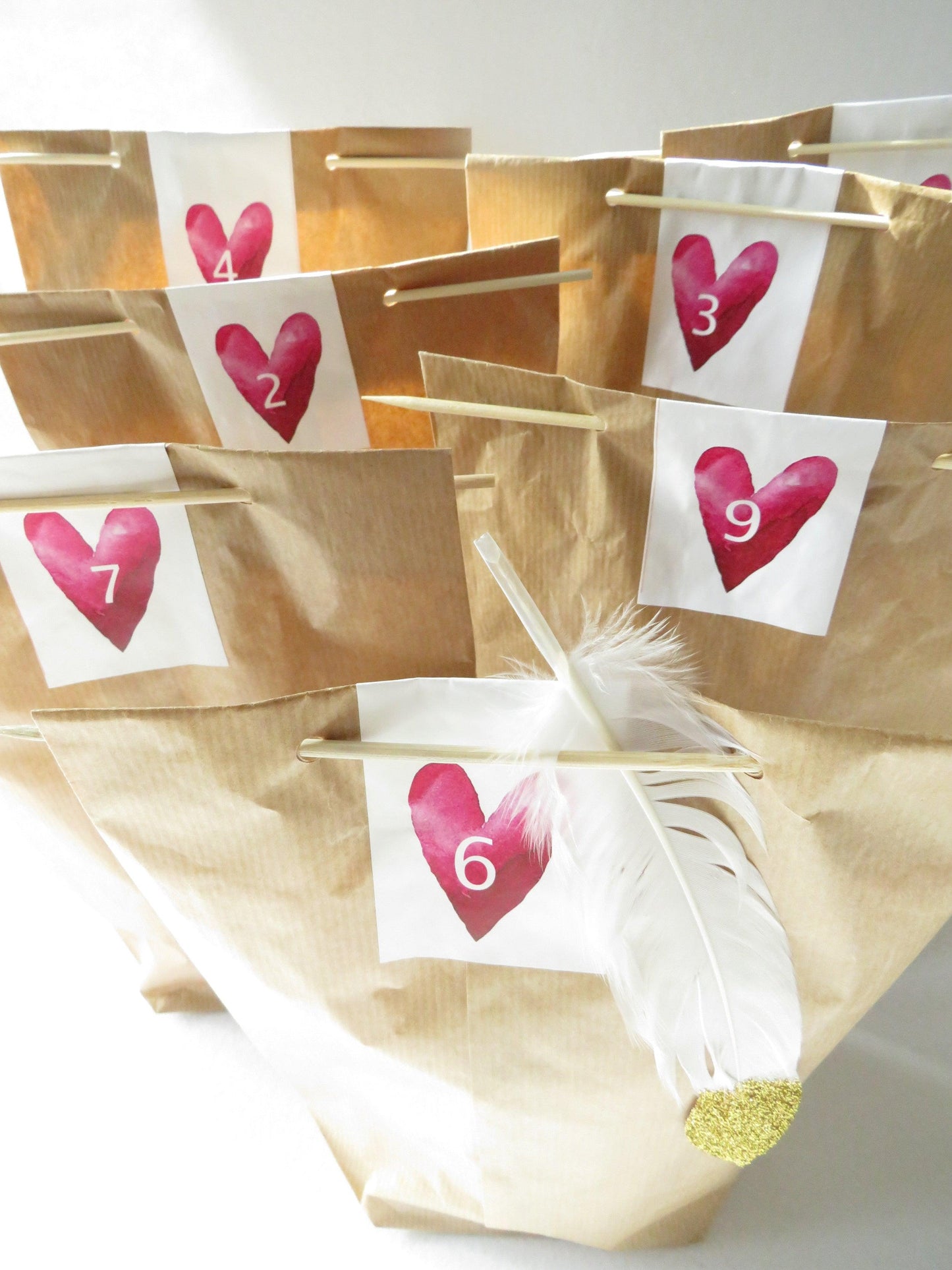 Adventskalender Tüten zum Befüllen für Mädchen /Zahlen-Stickern