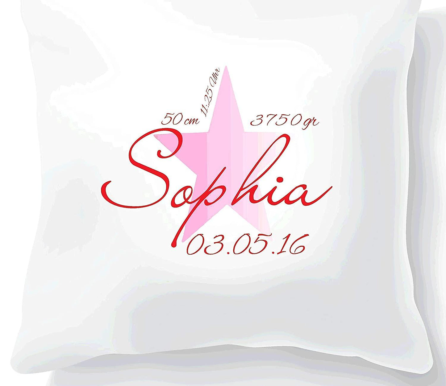 Babygeschenk Mädchen Geburt - Taufgeschenk Mädchen Kissen mit Namen - Personalisierte Geschenke Baby Geburtsanzeige zur Geburt - Namenskissen