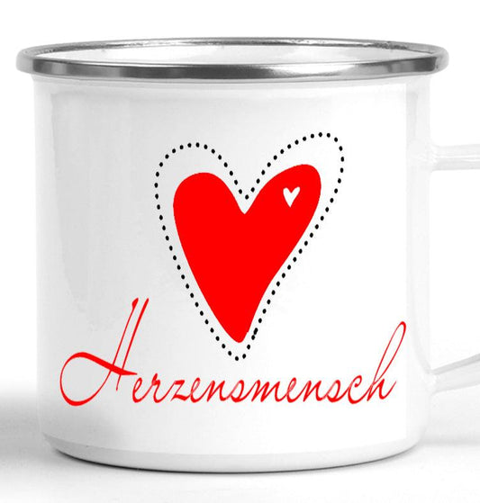 Emaille Tasse - Geschenk Lieblingsmensch - Geschenk Herzensmensch - Camping Tasse - Kaffeebecher Büro