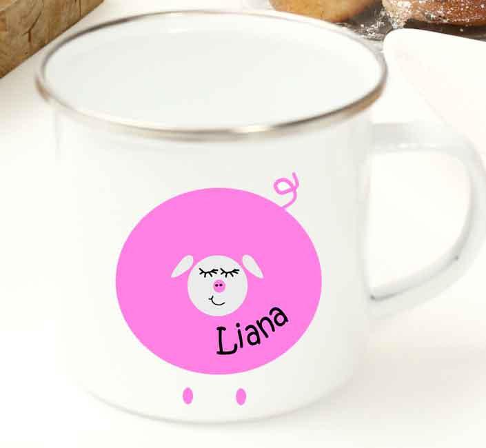 Emaille Tasse Kinder Kindergarten bruchsicher Mädchen