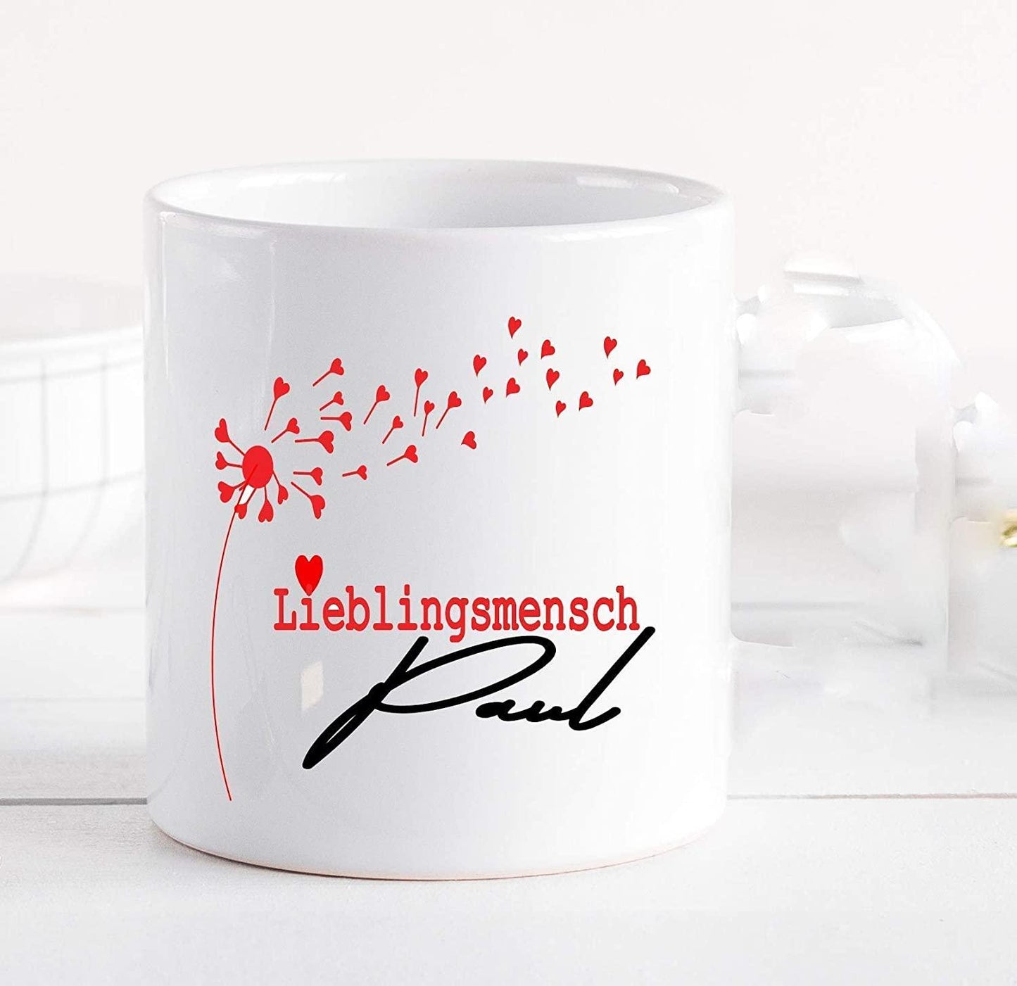 Geschenk für Frauen - Tasse Lieblingsmensch mit Namen Herz - Bürotasse - Kaffeetasse personalisiert