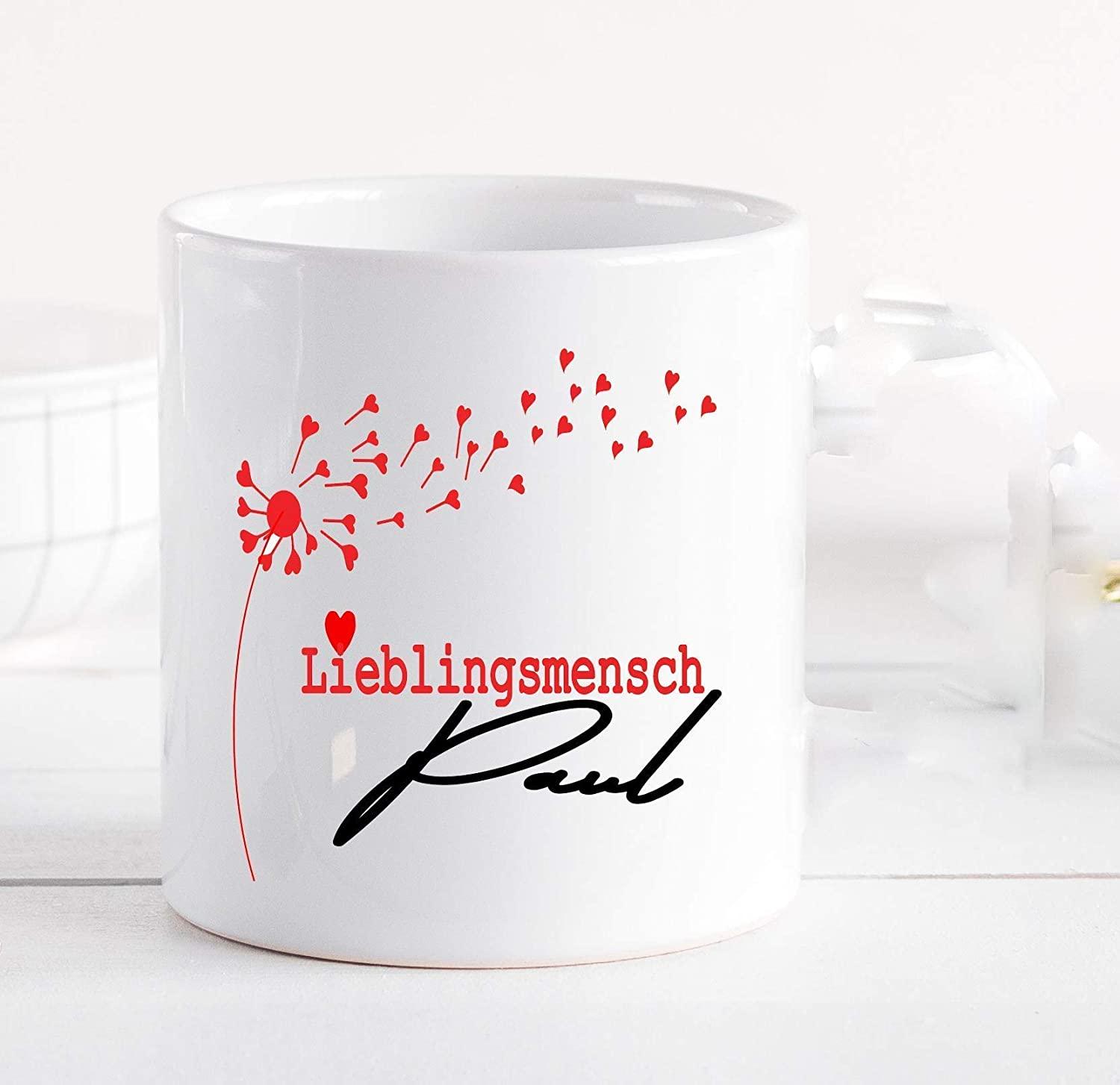Geschenk für Frauen - Tasse Lieblingsmensch mit Namen Herz - Bürotasse - Kaffeetasse personalisiert