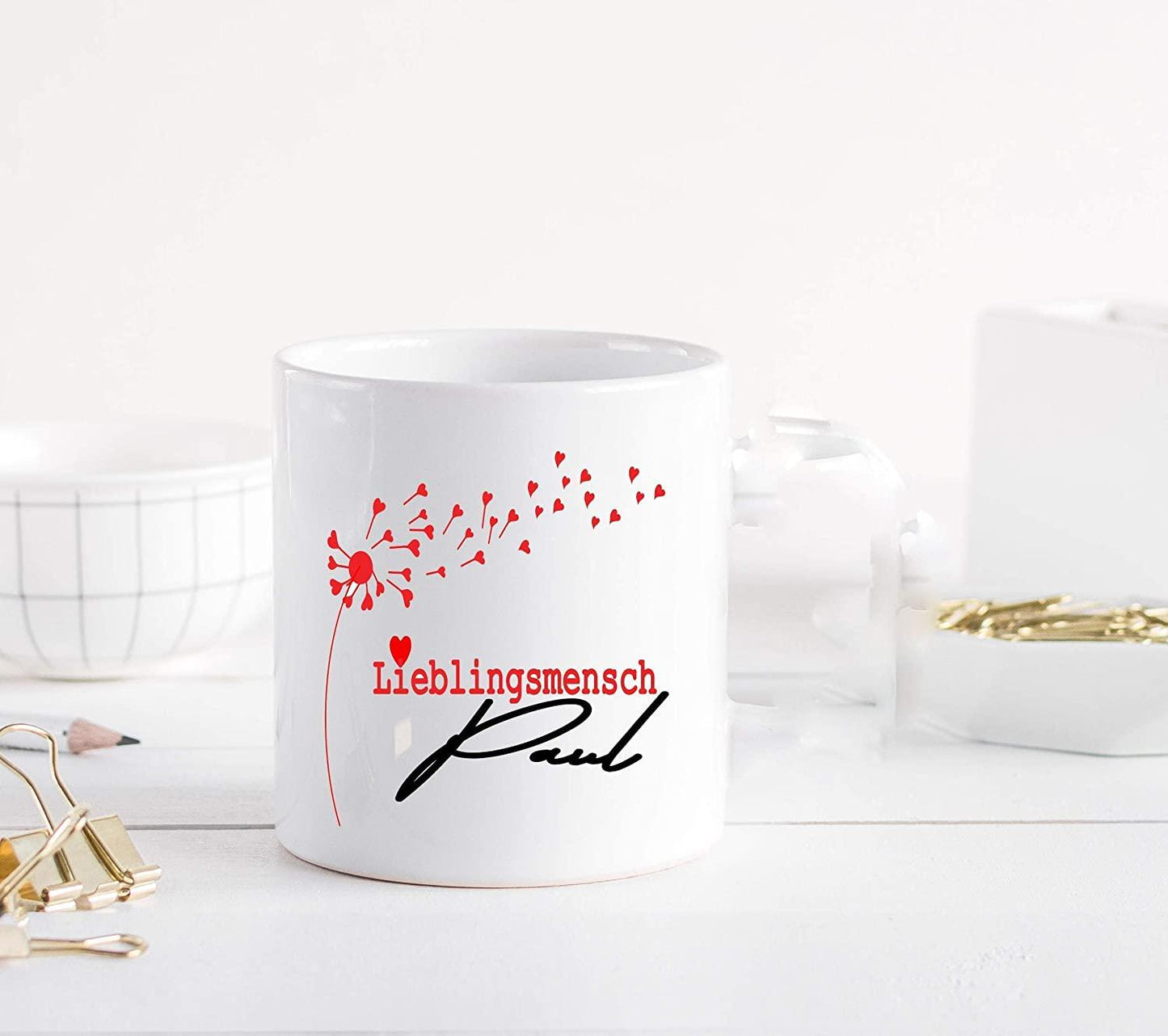 Geschenk für Frauen - Tasse Lieblingsmensch mit Namen Herz - Bürotasse - Kaffeetasse personalisiert