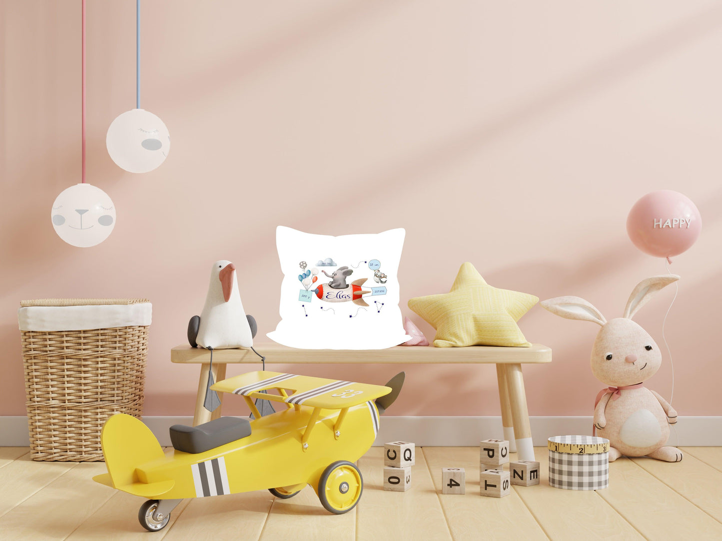 Geschenk zur Geburt mit Geburtsdaten personalisiert - Namenskissen Junge