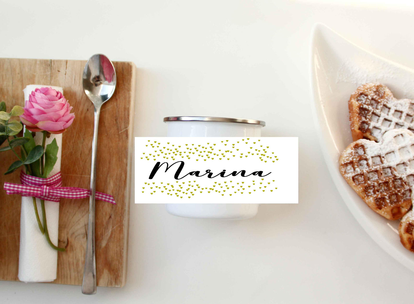 Emaille Tasse - Emaille Becher personalisiert - Camping Tasse