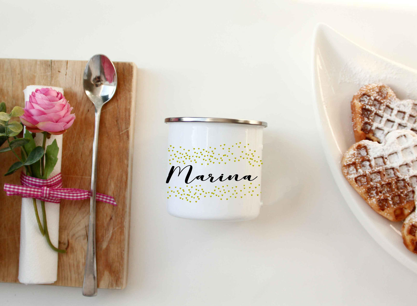 Emaille Tasse - Emaille Becher personalisiert - Camping Tasse