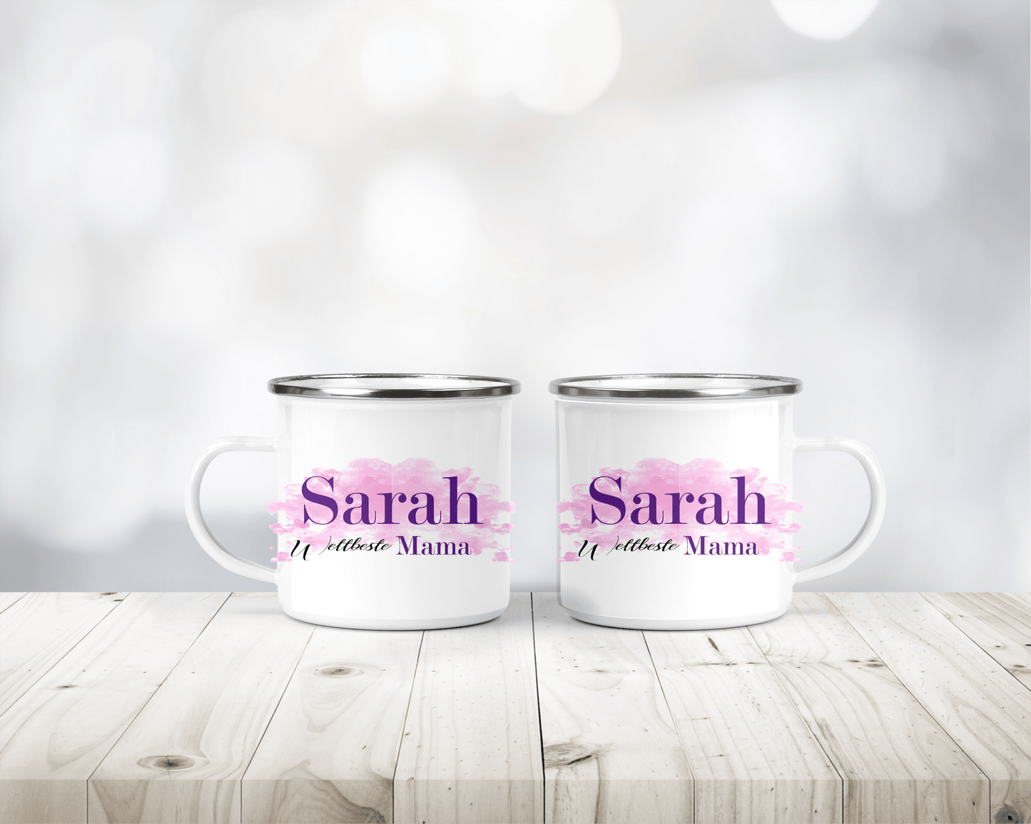 Personalisierte Geschenk-idee Mutter - Emaille-Tasse Kaffeetasse BESTE MAMA aus Metall