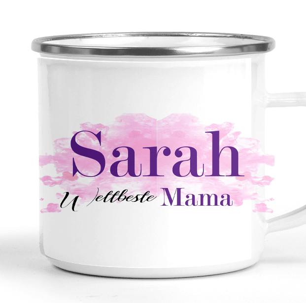 Personalisierte Geschenk-idee Mutter - Emaille-Tasse Kaffeetasse BESTE MAMA aus Metall