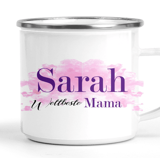 Personalisierte Geschenk-idee Mutter - Emaille-Tasse Kaffeetasse BESTE MAMA aus Metall