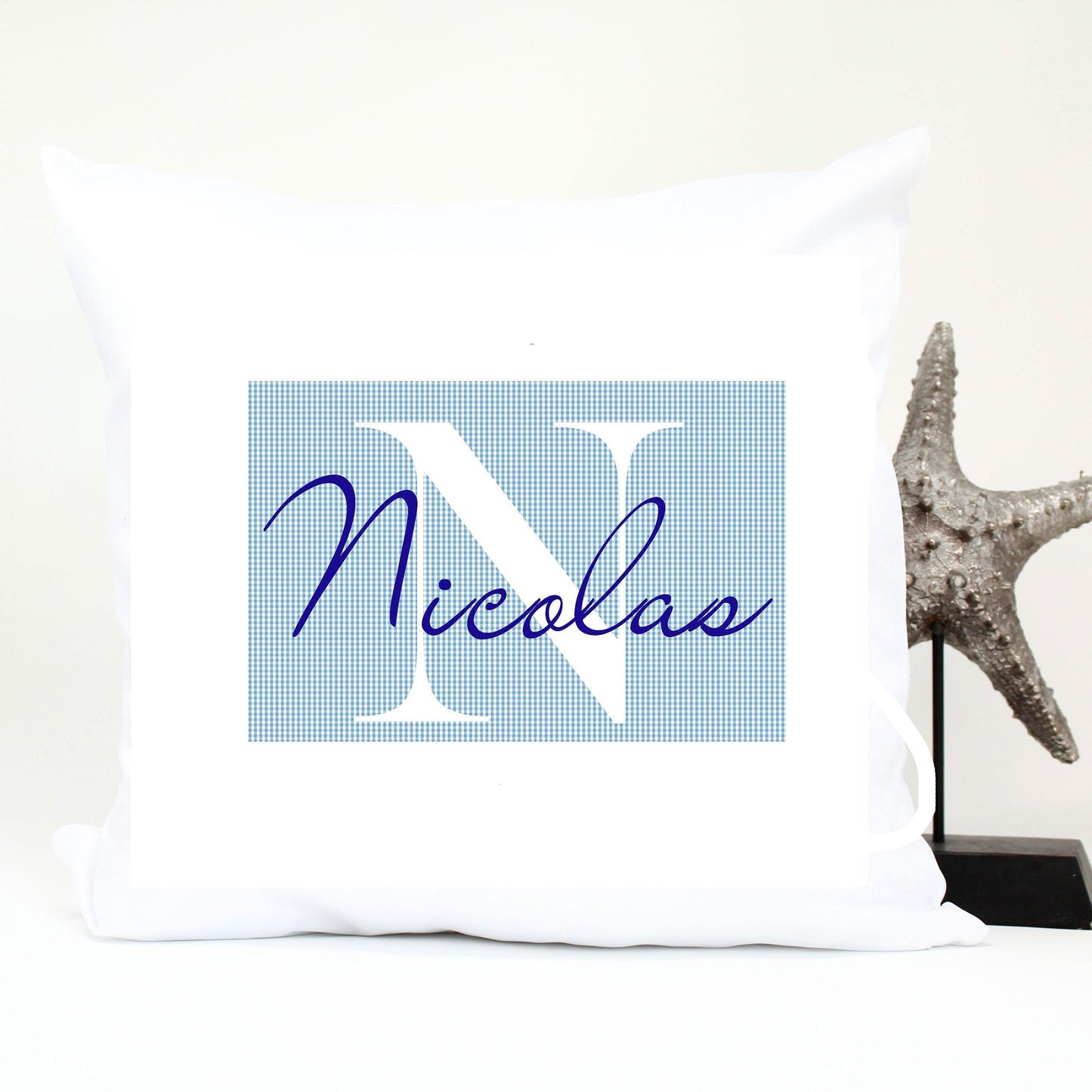 Kinderkissen mit Namen Jungen als Geschenk zur Taufe Taufgeschenk blau