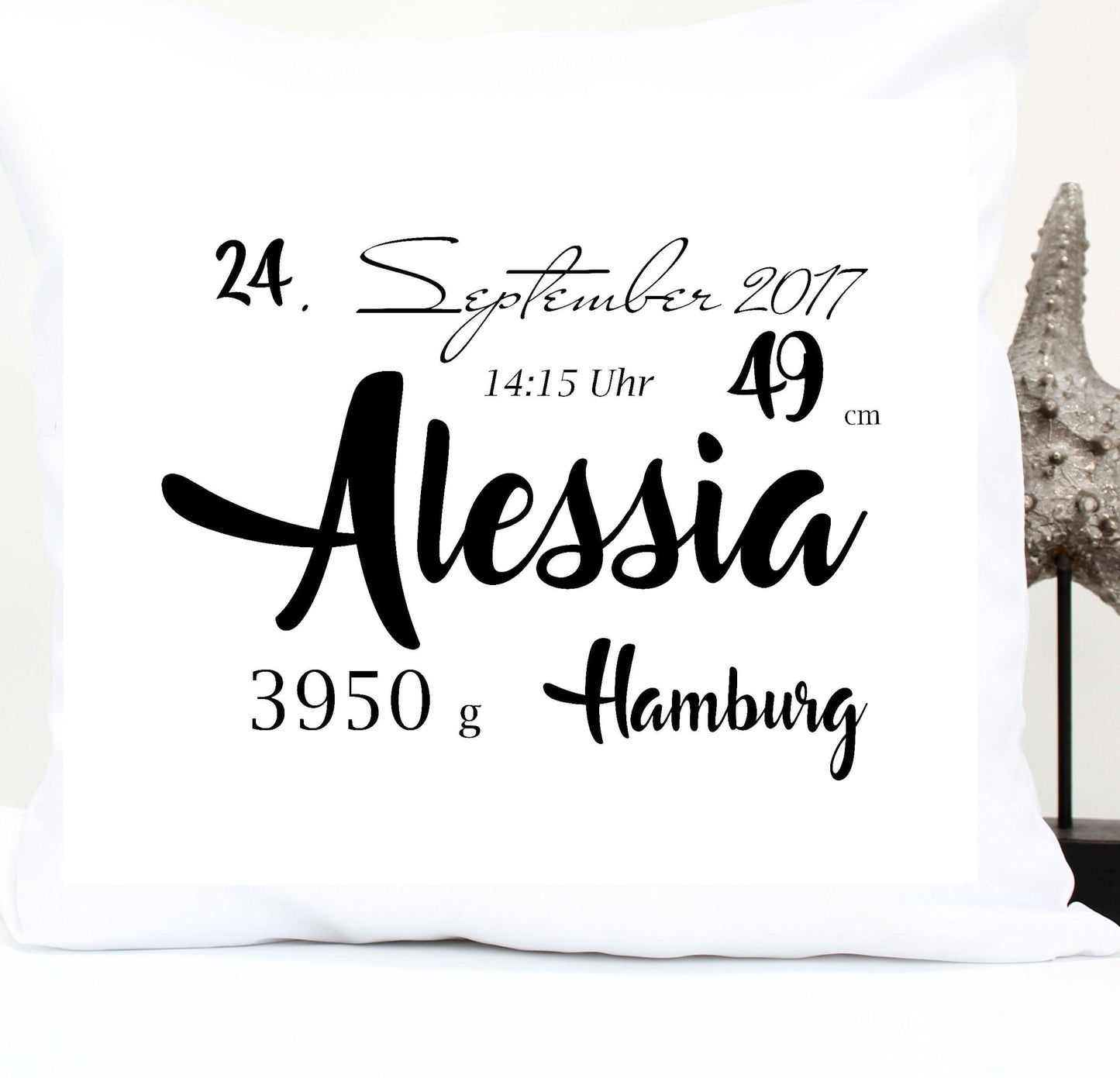 Kissen mit Namen Junge Mädchen / Namenskissen / Baby Geschenk Geburt Taufe / Babyparty / Geburtsanzeige Kissen