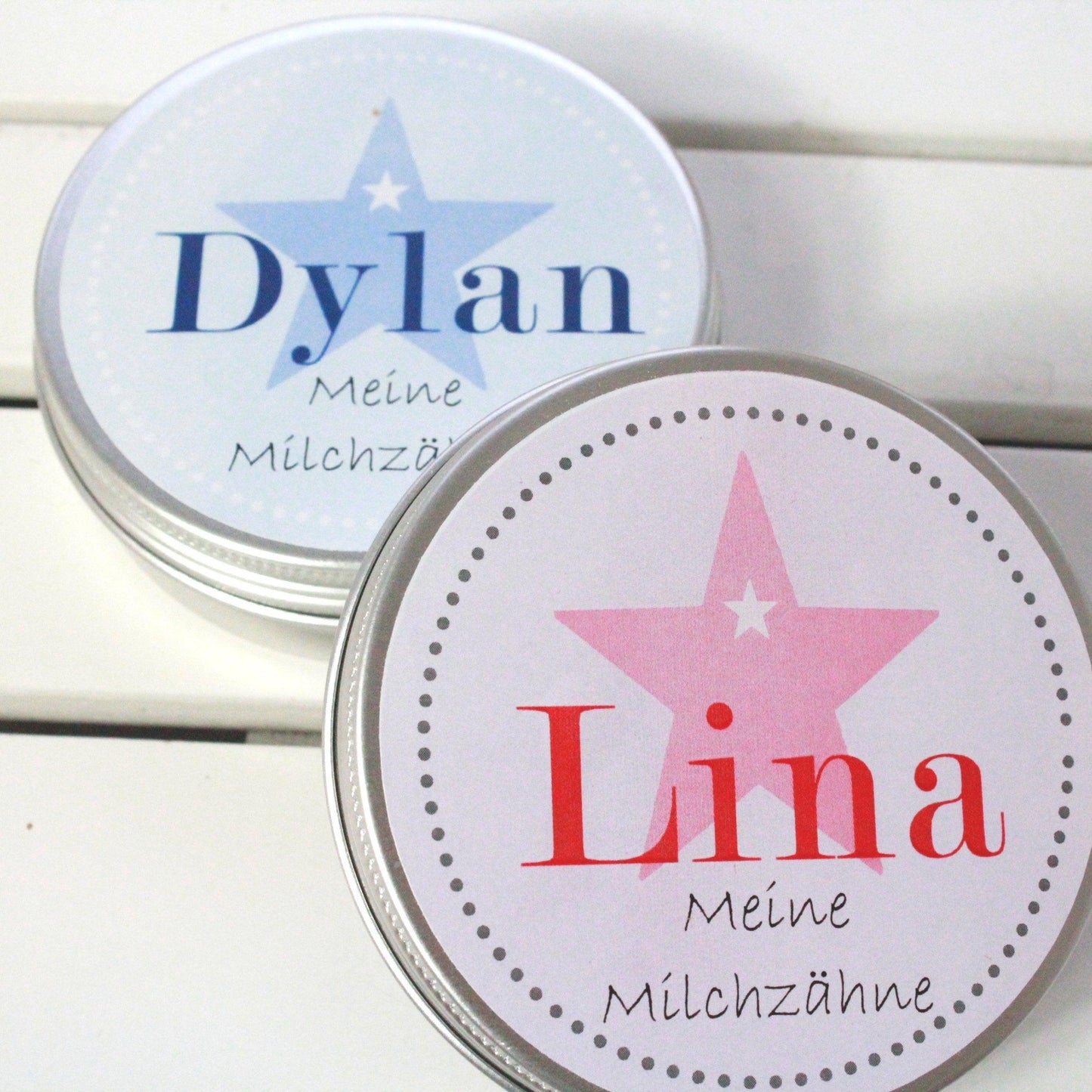 Milchzahndose mit Namen / Geschenk Geburt Babyparty Junge