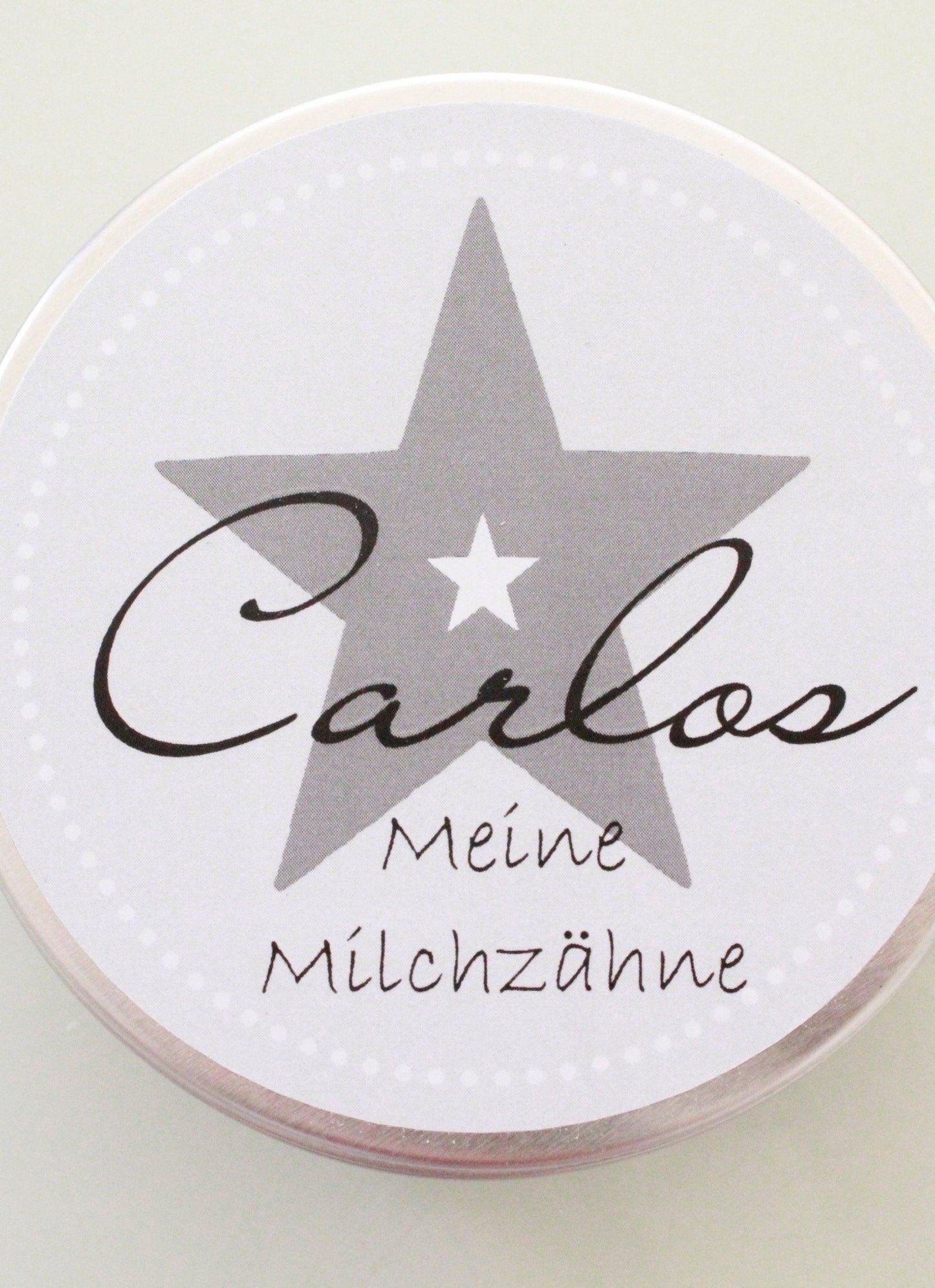 Milchzahndose mit Namen / Zahndose für Jungen