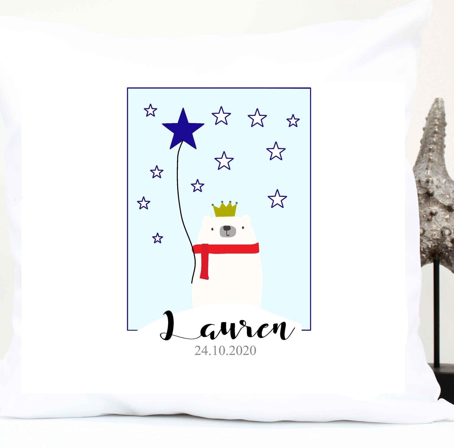 Namenskissen Baby Mädchen / Kissen mit Namen / Geschenk Geburt / mit Tiermotiv