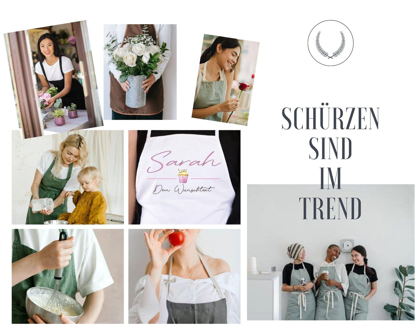 Personalisiertes Geschenk Frauen - Backschürze Damen Frauen weiß - Kochschürze - Geschenk Frauen - Individuell personalisiert mit Namen